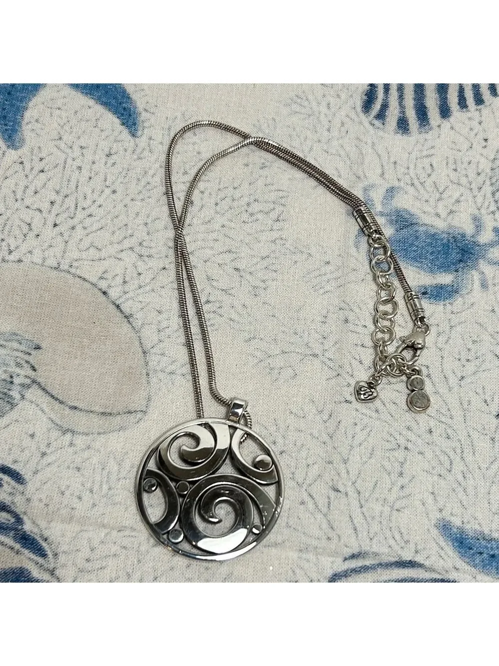 Brighton London Groove Necklace Silver Plated Crystals Swirl Design - Picture 9 of 14